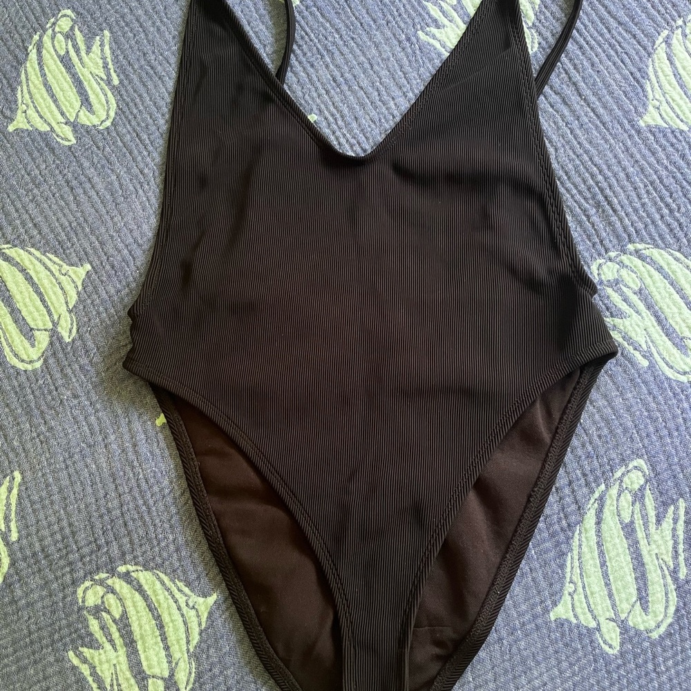 Dippin' Daisy's Black Ribbed One-Piece Bodysuit